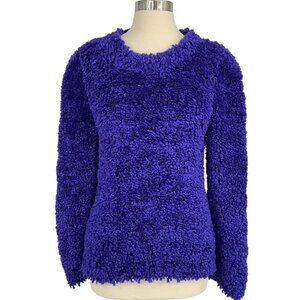Stella McCartney Furry Textured Knit Crop Jumper EUR Size 46 XL Purple Sweater